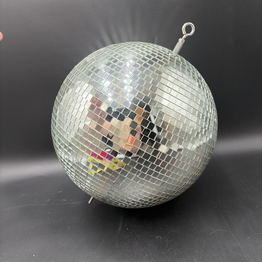 MIRROR DISCO BALL RARE 1970s 12'' Diameter Glass - Likely Commercial HEAVY